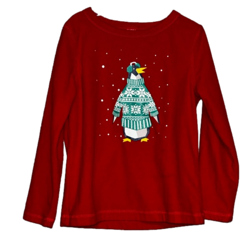 Red penguin long sleeve fleece sweater